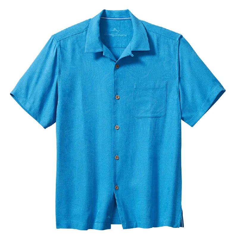 men's casual work shirts -Tommy Bahama Tropic Isles Camp Shirt - Blue Canal