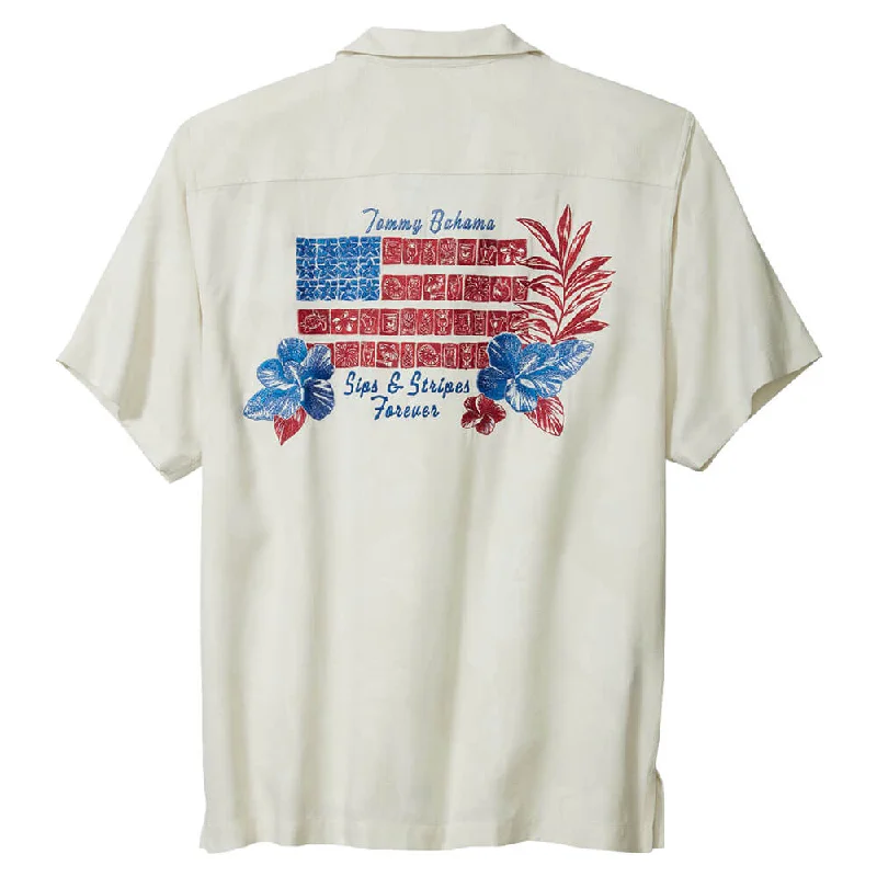 men's stylish shirts -Tommy Bahama Sips And Stripes Forever Camp Shirt - Continental