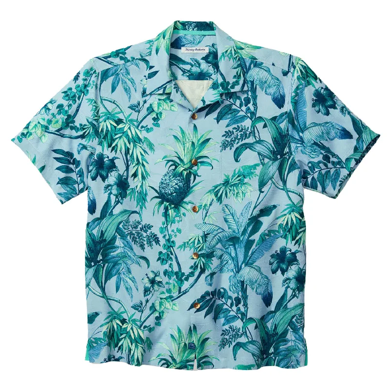 men's elegant dress shirts -Tommy Bahama Garden Of Hope And Courage Camp Shirt - Polar Sky