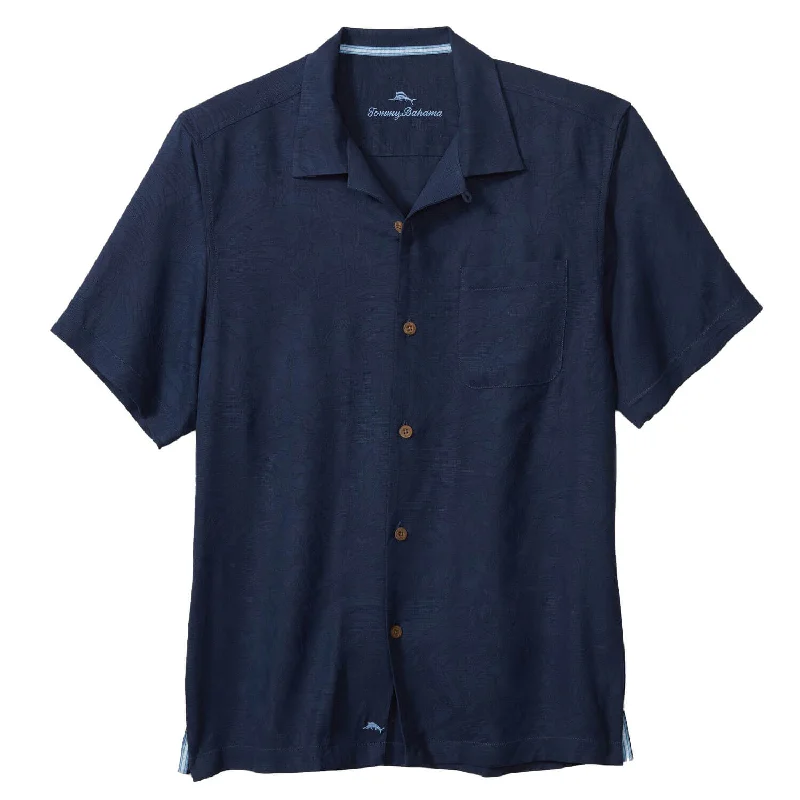 men's business dress shirts -Tommy Bahama Tropic Isle Camp Shirt - Navy