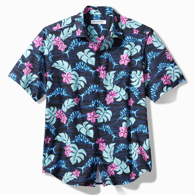 men's modern fit shirts -Tommy Bahama Bahama Coast The Marlin Life Camp Shirt - Blue Sapphire