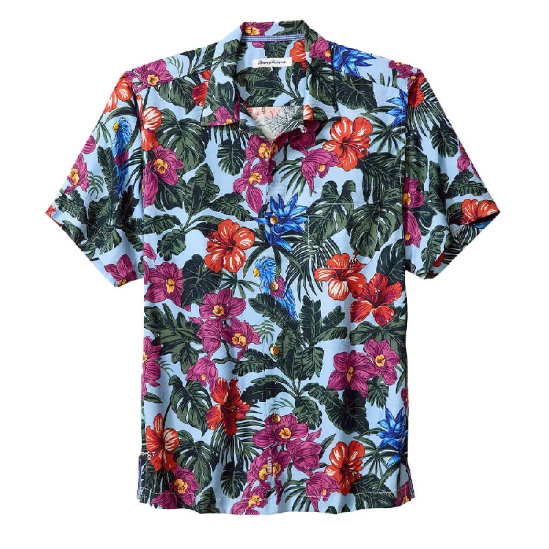 men's formal shirts for weddings -Tommy Bahama Garden Of Hope And Courage Camp Shirt - Aqua Ice