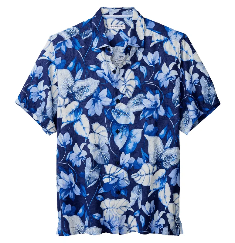 men's patterned dress shirts -Tommy Bahama Azure Escape Camp Shirt - Royal Indigo