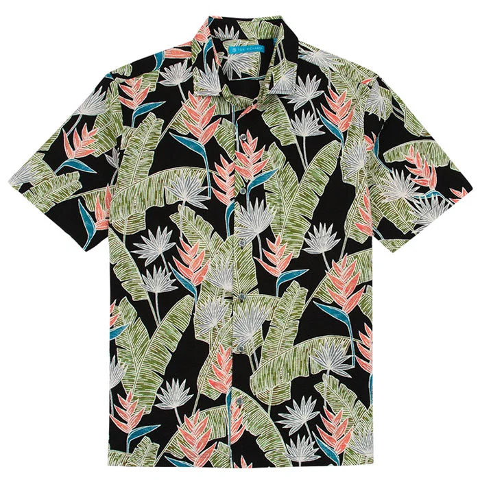 men's stylish short-sleeve shirts -Tori Richard Sunbird Camp Shirt - Black