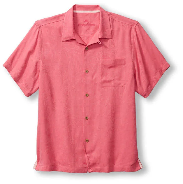 men's fitted button-up shirts -Tommy Bahama Tropic Isles Camp Shirt - Soft Flamingo