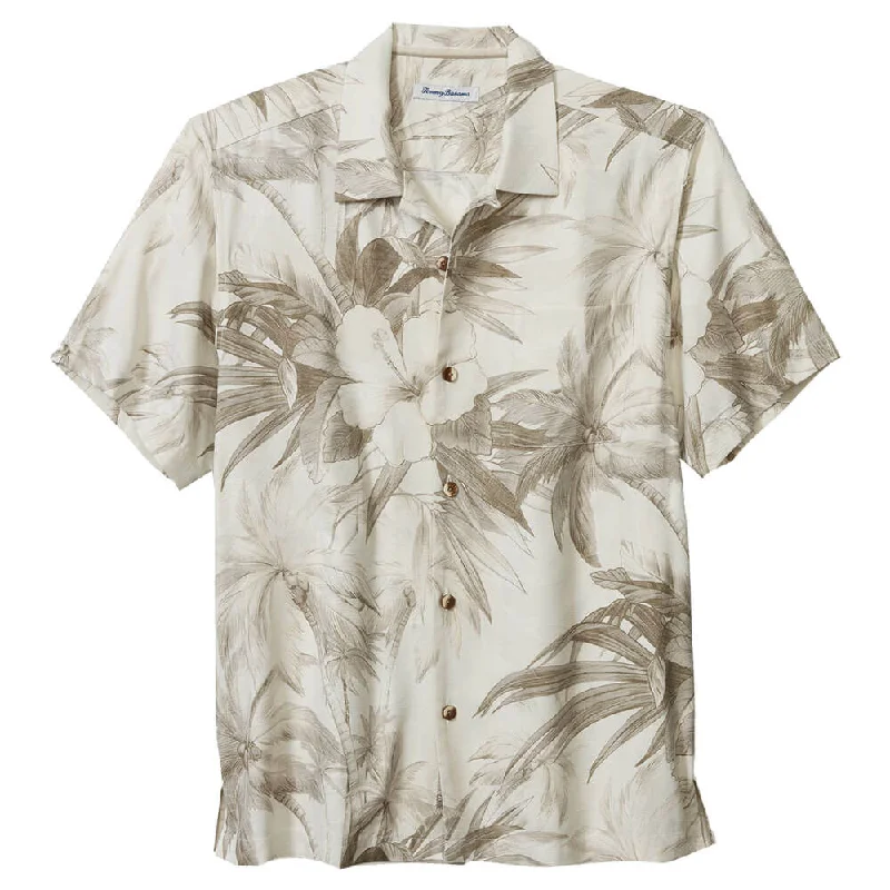 men's versatile shirts -Tommy Bahama Flora Oasis Camp Shirt - Pure Khaki