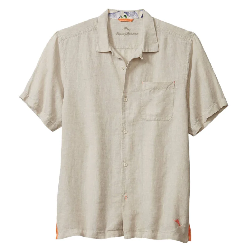 men's short-sleeve button-up shirts -Tommy Bahama Sea Glass Linen Short Sleeve Camp Shirt - Natural*