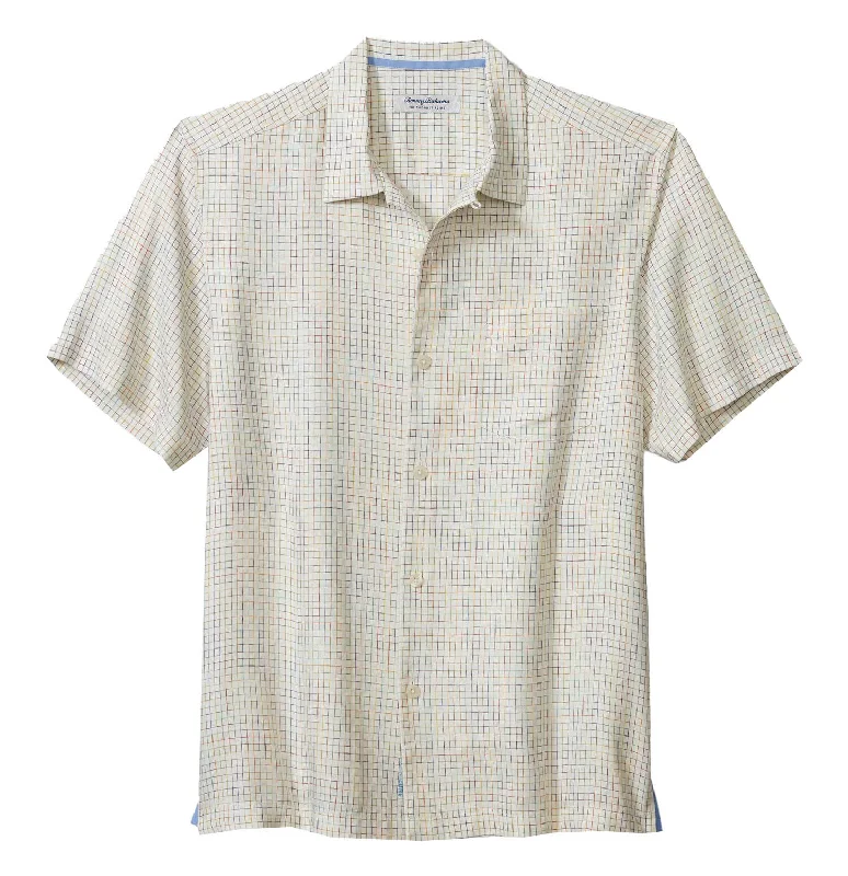 men's fashion-forward shirts -Tommy Bahama IslandZone Coconut Point Prismatic Check Camp Shirt - Froth