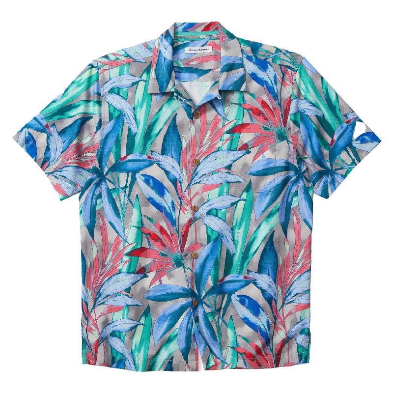 men's custom-fit shirts -Tommy Bahama Frond Fest Camp Shirt - Grey Thunder