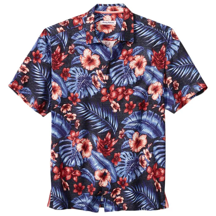 men's cool printed shirts -Tommy Bahama King Island Floral Camp Shirt - Night Cap