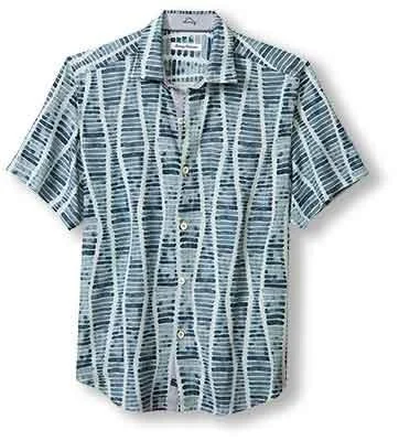 men's formal dress shirts -Tommy Bahama Boardwalk Blues Camp Shirt - Sky Mist