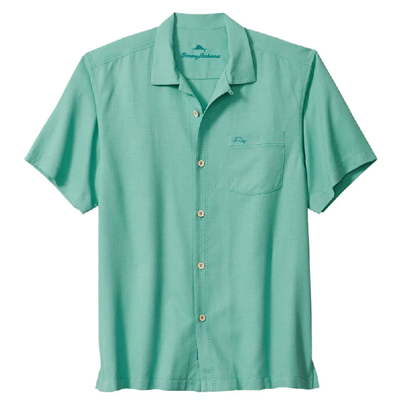 men's custom-fit shirts -Tommy Bahama Big & Tall Coastal Breeze Check Camp Shirt - Blue Freeze