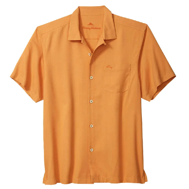 men's casual dress shirts -Tommy Bahama Big & Tall Coastal Breeze Check Camp Shirt - Orange Peel