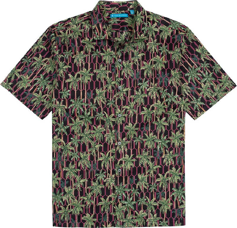 men's office shirts for summer -Tori Richard Ossipoff's Oasis Cotton Lawn Camp Shirt - Black