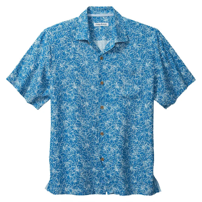 men's dress shirts with cuffs -Tommy Bahama High Tide Hibiscus Camp Shirt - Indigo Coast