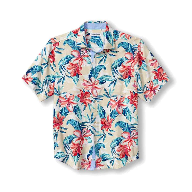 men's casual shirts for summer -Tommy Bahama Breeze Beach Blooms Camp Shirt - Continental