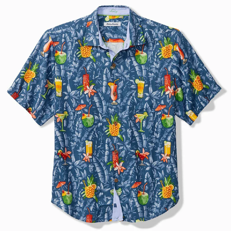 men's classic short-sleeve shirts -Tommy Bahama Tide One On Camp Shirt - Dockside Blue