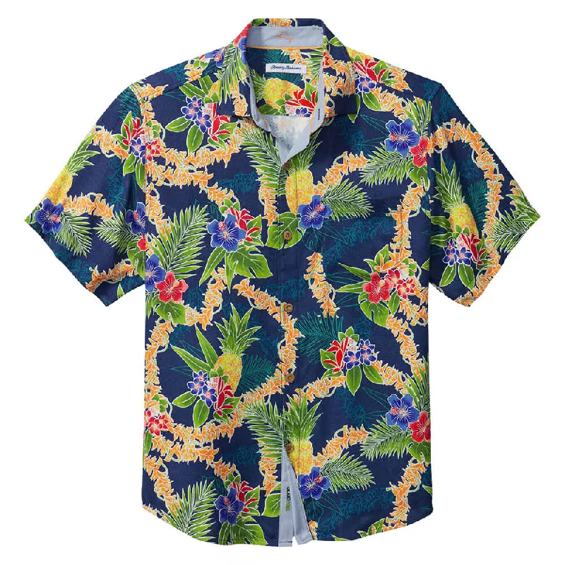 men's Hawaiian shirts -Tommy Bahama Lei In Paradise Camp Shirt - Island Navy