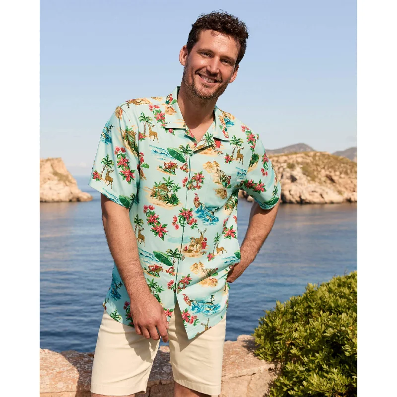 men's short-sleeve business shirts -Tommy Bahama Big & Tall Santa Shores Camp Shirt - Light Sky