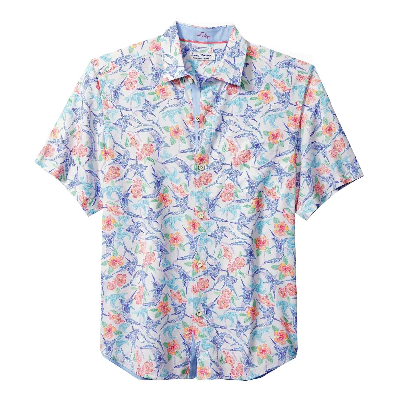 men's casual shirt styles -Tommy Bahama IslandZone Coconut Point Marlin Mania Camp Shirt - White