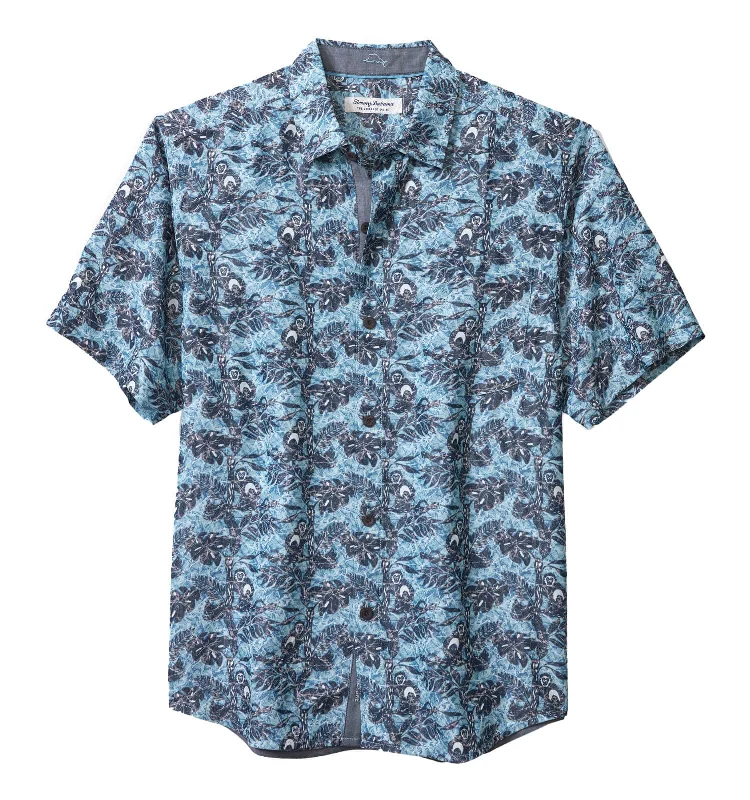 men's premium shirts -Tommy Bahama IslandZone Coconut Point Capuchin Vines Camp Shirt - Pool Tile