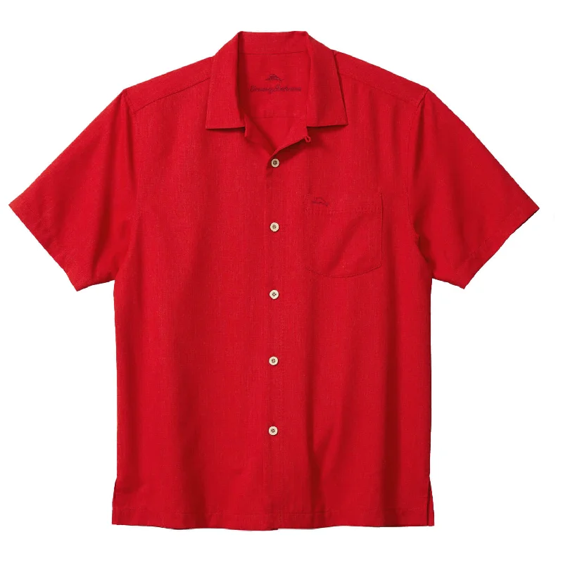 men's lightweight shirts -Tommy Bahama Coastal Breeze Check Camp Shirt - Regal Red