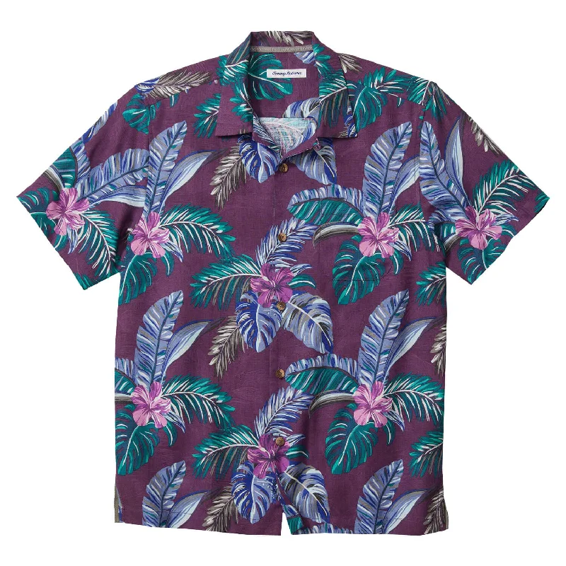 men's plaid checkered shirts -Tommy Bahama IslandZone Frond Fusion Camp Shirt - Orchid