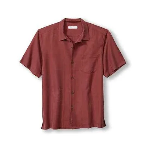 men's premium fabric shirts -Tommy Bahama IslandZone Coconut Point Palm Isle Camp Shirt - Ruby Wine