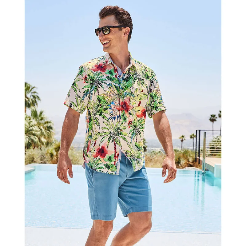 men's button-up shirts with patterns -Tommy Bahama IslandZone Tepito Garden Camp Shirt - Coconut Cream