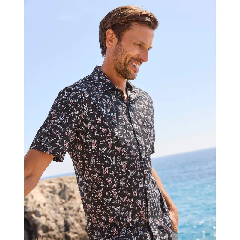 men's versatile shirts -Tommy Bahama IslandZone Bahama IslandZone Coast Boozy Nights Camp Shirt - Night Cap