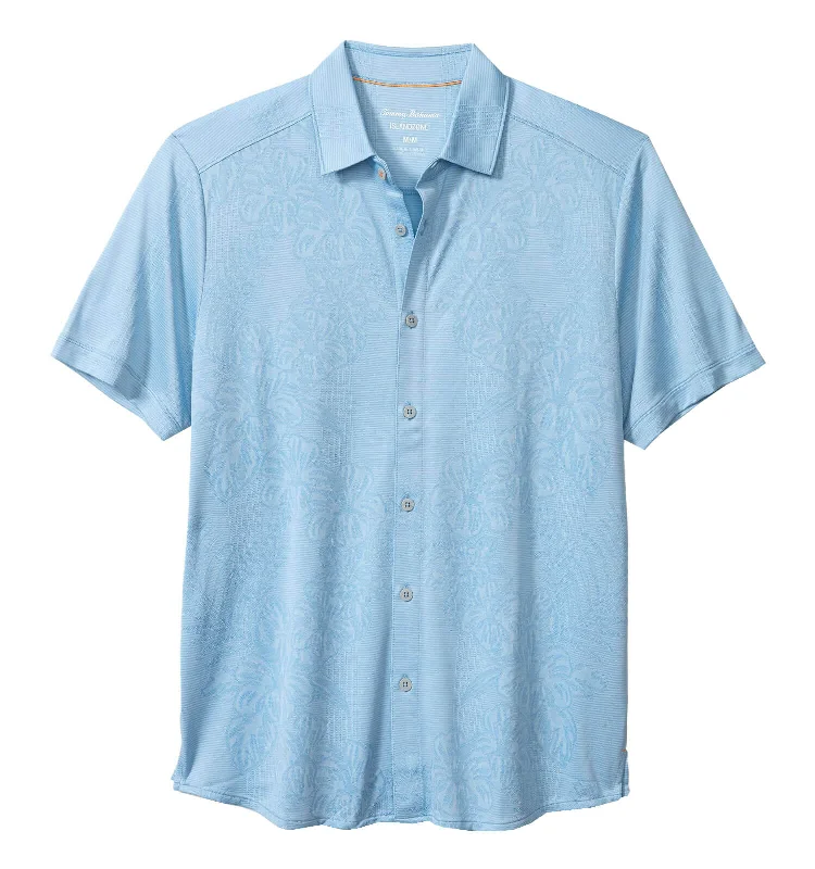 men's casual shirts -Tommy Bahama Palm Coast Cascade Vines Camp Shirt - Seabank Sky