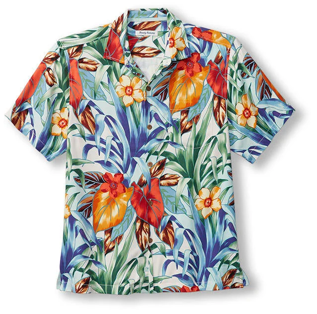 men's stylish short-sleeve shirts -Tommy Bahama Fleur De Lune Camp Shirt - Vanilla Ice