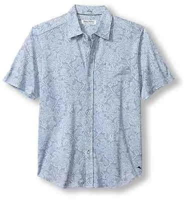 men's button-up shirts -Tommy Bahama San Lucio Soiree Camp Shirt - Dockside Blue