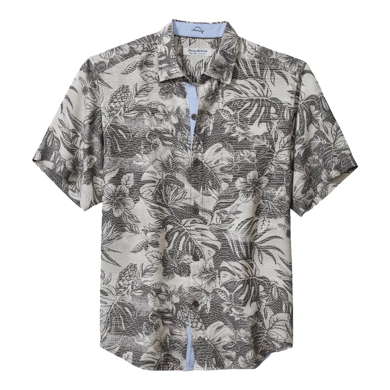 men's daily wear shirts -Tommy Bahama IslandZone Coconut Point Ocean Escape Camp Shirt - Summer Grey