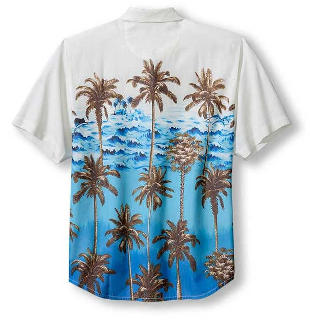 men's formal office shirts -Tommy Bahama Islandzone Mojito Bay Playa Palms Camp Shirt - Coconut