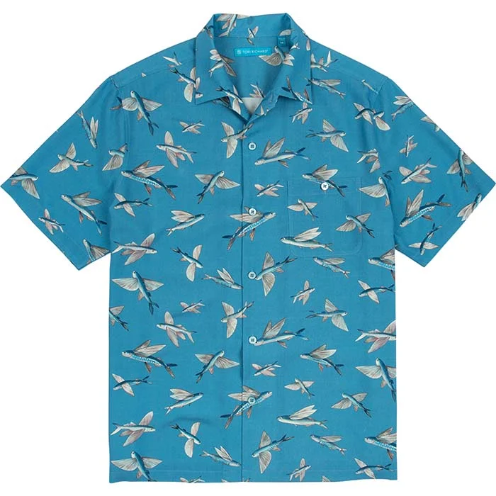 men's dress shirts for daily wear -Tori Richard Flight Club Camp Shirt - Marine