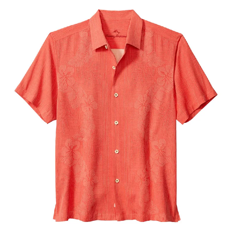 men's long-sleeve shirts -Tommy Bahama Bali Border Camp Shirt - Dubarry Coral