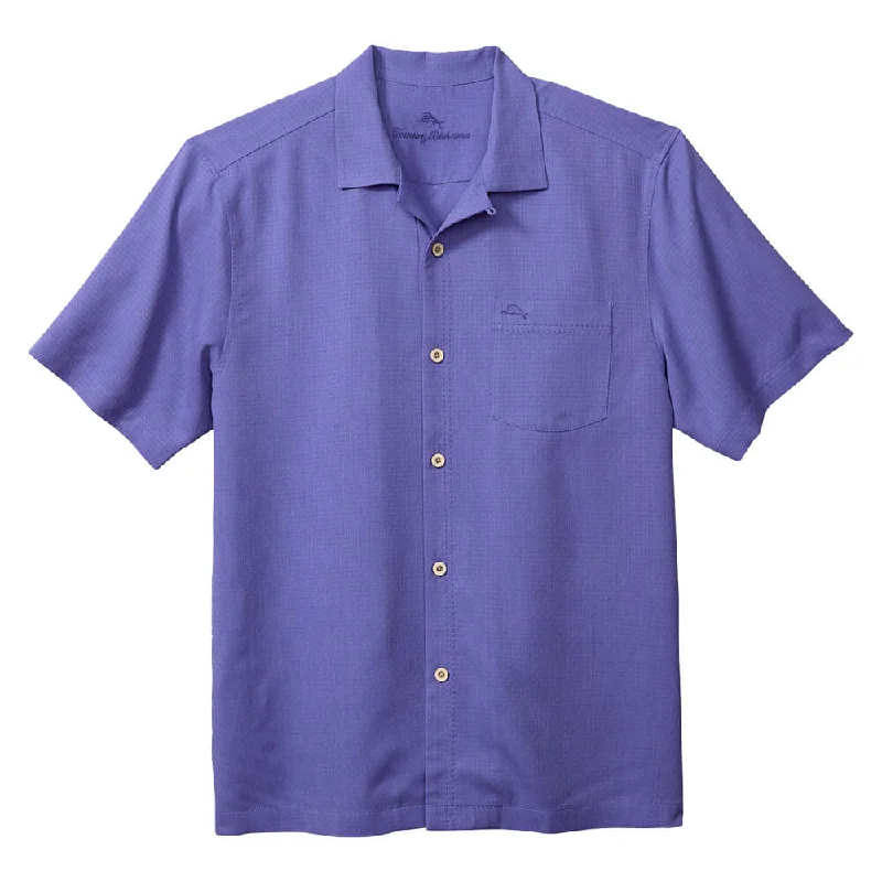 men's high-quality shirts -Tommy Bahama Coastal Breeze Check Camp Shirt - Peri Lavender