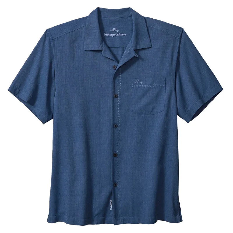 men's premium fabric shirts -Tommy Bahama Coastal Breeze Check Camp Shirt - Dockside Blue*