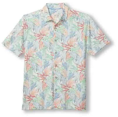 men's long-sleeve shirts -Tommy Bahama Costa Wave Canopy Camp Shirt - Vacation Blue