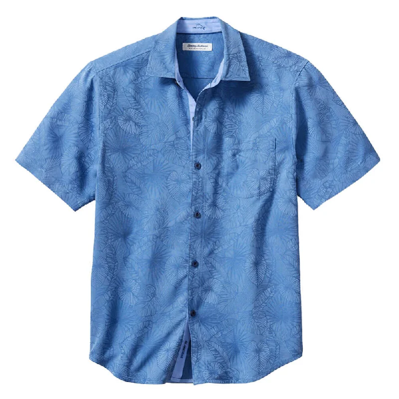 men's breathable shirts -Tommy Bahama Coconut Point Keep It Frondly Camp Shirt - Bright Cobalt