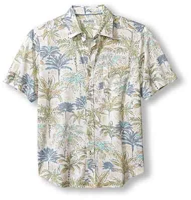 men's patterned shirts -Tommy Bahama IslandZone San Lucio Palm Orchard Camp Shirt - Hay