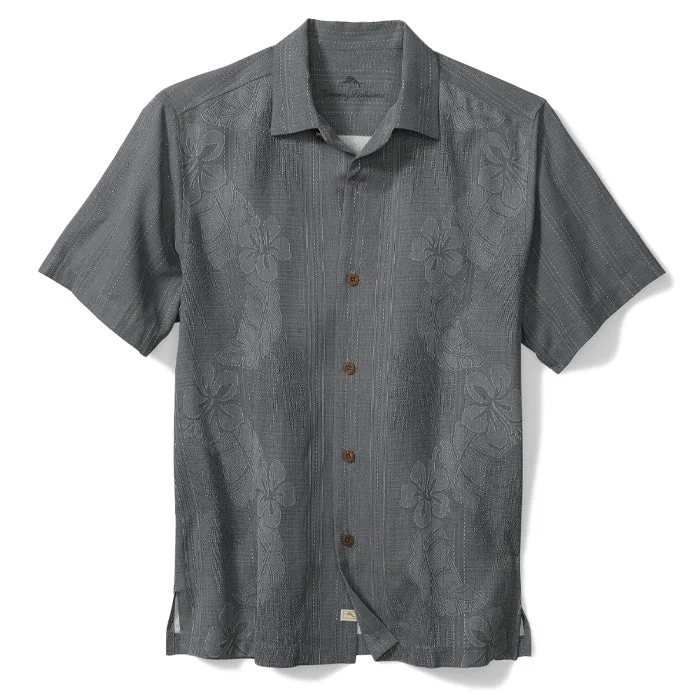 men's designer shirts -Tommy Bahama Bali Border Camp Shirt - Shadow