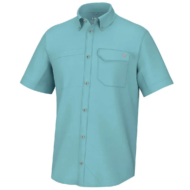 men's fashion-forward shirts -Huk Tide Point Short Sleeve Sport Shirt - Marine Blue