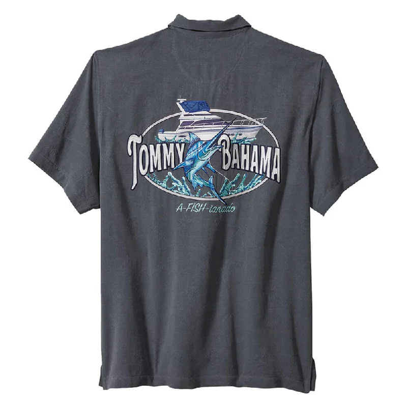 men's premium shirts -Tommy Bahama A-Fish-Iando Camp Shirt - Dark Sterling