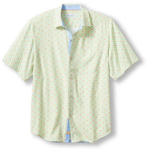 men's relaxed fit shirts -Tommy Bahama Veracruz Cay Cocktail Mixer Camp Shirt - Light Wasabi