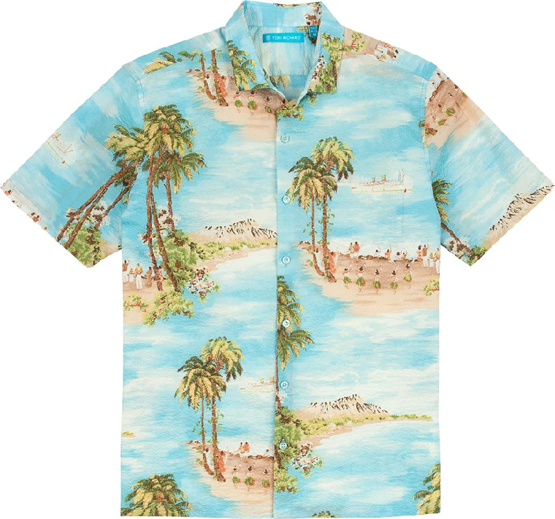 men's luxury shirts -Tori Richard Hawaii Camp Shirt - Blue