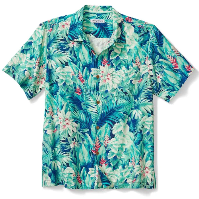 men's breathable button-up shirts -Tommy Bahama Seaside Botanic Camp Shirt - Ocean Deep