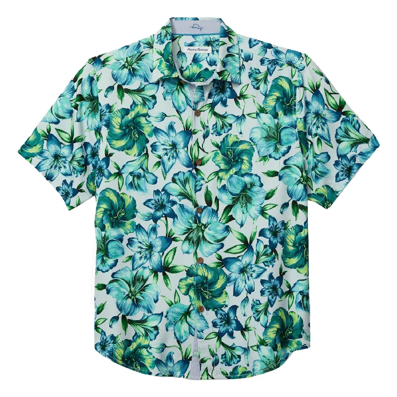 men's stylish long-sleeve shirts -Tommy Bahama Hibiscus Hideaway Camp Shirt - Playa Azul