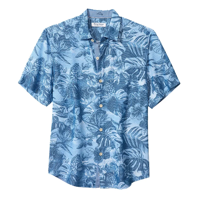 men's business dress shirts -Tommy Bahama IslandZone Coconut Point Ocean Escape Camp Shirt - Dew Drop